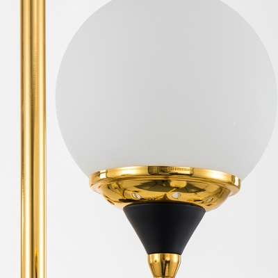 Post Modern Living Room Lighting Cream Glass Light Fixture 39.5 Inch Long 12 Light LED Glass Globe Chandelier in Gold Height Adjustable