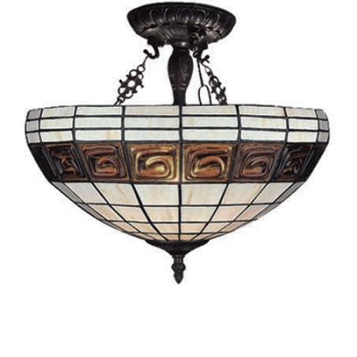 Traditional 2-Light Simple Bowl Shade Inverted Ceiling Pendant Light with Bronze Finish Canopy and Chains