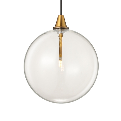 Ball Shaped Suspension Light Post Modern Style Clear Glass 1 Head Drop Light in Gold Finish