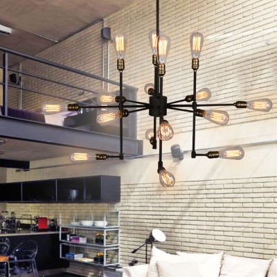 Sputnik 16 Light Chandelier in Bronze Finish Restaurant Industrial Style Multi Light Pendant in Wrought Iron