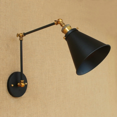 Swing Arm Small Wall Sconce Retro Style Steel Single Light Wall Light Fixture in Brass