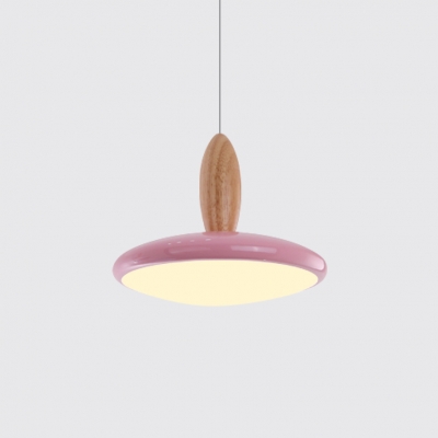 Wood Finish Mushroom Hanging Light Nordic Style Acrylic Shade Kids