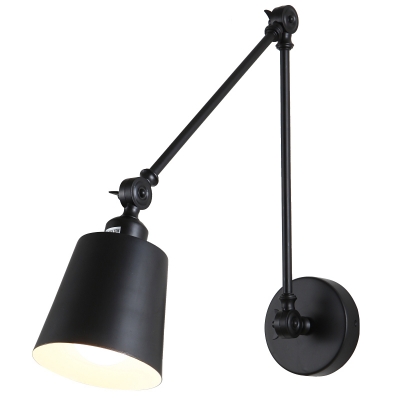 1 Bulb Adjustable Arm Sconce Lighting Industrial Iron Sconces in Black for Coffee Shop