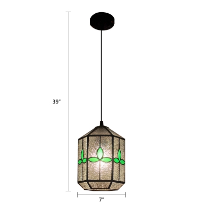 Ripple Glass Geometric Pendant Light Contemporary Small 1 Bulb Suspended Lamp in Green/Red