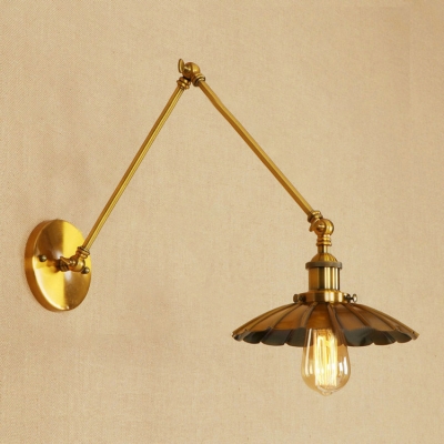 Arm Adjustable Wall Sconce Retro Style Vintage Iron Single Light Wall Light in Brass Finish