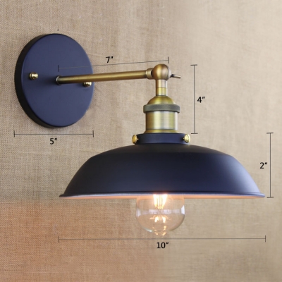 Armed Wall Mount Fixture Retro Style Metal 1 Light LED Wall Light in Antique Brass