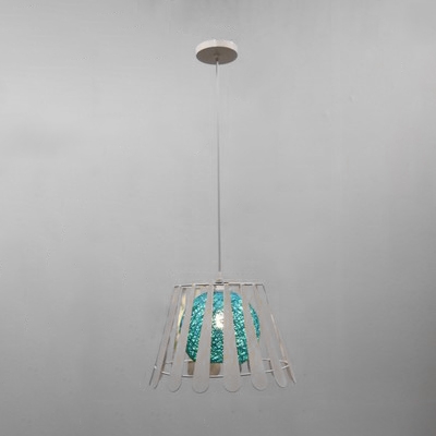 Ball Shade Suspended Light Industrial Metal Cord Pendant Lamp in Aqua for Bedroom
