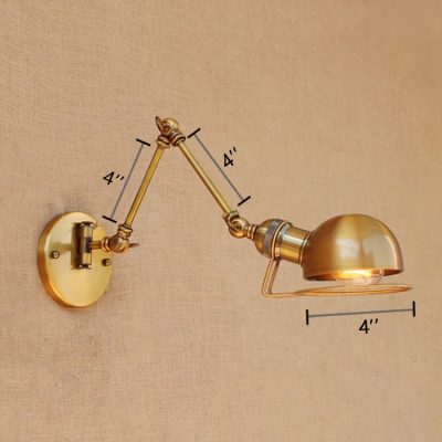 Brass Finish Swing Arm Wall Lighting Vintage Steel 1 Bulb Wall Sconce for Coffee Shop