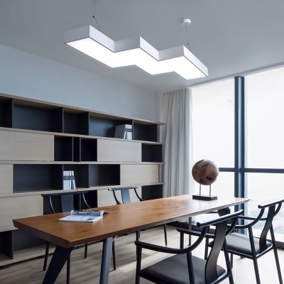 Contemporary Lighting Linear Pendant Lighting Metal 1 Light Chandelier for Study Room Office Kitchen