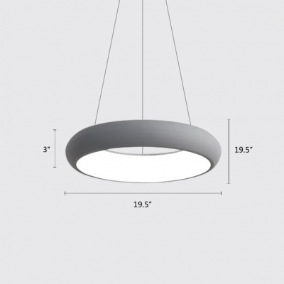 Cord Adjustable Circle Ring Pendant Light Nordic Style Metal 1 Light Hanging Pendant Lights in Gray/Green