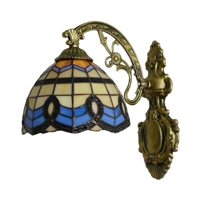 Dome Wall Light Baroque Tiffany Style Stained Glass Decorative Wall Sconce in Multicolor