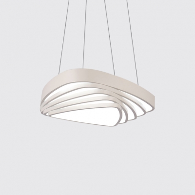 Metal Triangular Pendants Simple Style White Finish LED Hanging Light Fixture 18