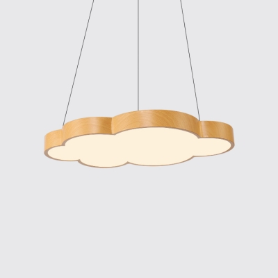 Wood Grain Cloud LED Pendant Lights Nordic Style Acrylic 1 Light Hanging Pendant Warm White Light