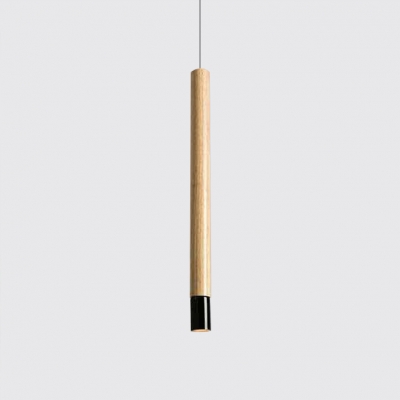 Wood Grain Tube Hanging Lights Nordic Design Wooden Single Mini Track Pendant Light for Cafe Restaurant
