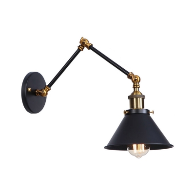 Adjustable Arm Wall Light Concise Iron 1 Light Small Wall Sconce in Brass for Study Room