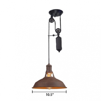 Adjustable Barn Suspended Light Retro Style Aged Iron Pendant Lamp for Coffee Shop