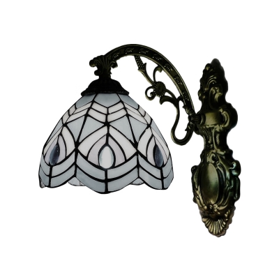 Aqua Dome Wall Light Nautical Tiffany Style Stained Glass Wall Sconce for Bathroom