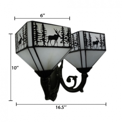Coutryside Tiffany Style Deer Stained Glass Shade Sconce Lighting, 2 Light