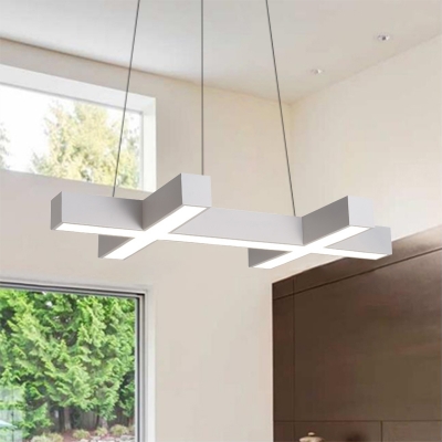 Criss Cross Pendant Lighting Contemporary Acrylic Shade Chandelier in White for Clothes Stores Garage Office