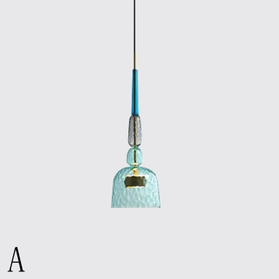 Dome/Cylinder/Bell Shaped Hanging Light Nordic Style Glass Shade LED Pendant Lamp for Bar Restaurant