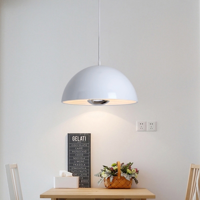 Dome LED Pendant Lights Modern Style Metal 1 Light Hanging Ceiling Lamp in Black/White