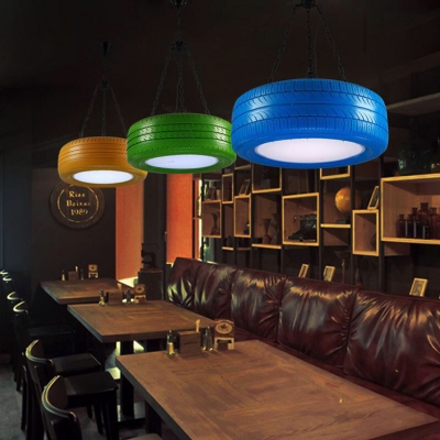 Industrial Style Tyre Led Pendant Lighting Metal 1 Light Hanging Ceiling Fixture For Kids Room Beautifulhalo Com