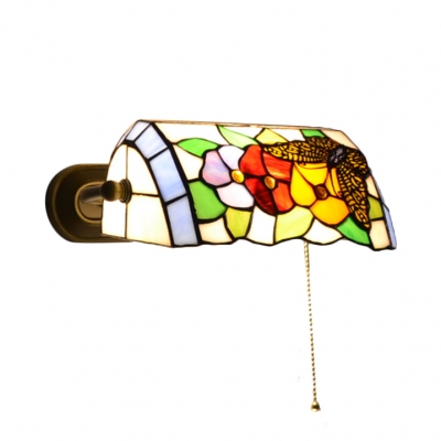 Multicolored Banker Design Wall Sconce Tiffany Style Stained Glass Wall Lamp for Study Room