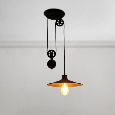 Railroad Shade Hanging Lamp Industrial Adjustable Steel Ceiling Light for Bedroom