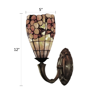 Shell Stained Glass 12 Inch High Tiffany One-light Upward Wall Sconce
