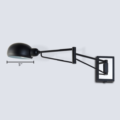 Single Bulb Swing Arm Wall Sconce Vintage Steel Lighting Fixture in Black for Study Room