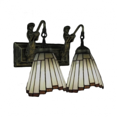 Stained Glass Shade 2-Light Wall Sconce with Belle Supported Lampbase