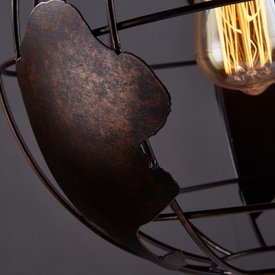 Tellurion Ceiling Pendant Light Industrial Metal 1 Light Decorative Suspended Lamp in Black