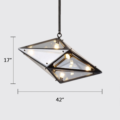 8-Head Prism Pendant Fixture Smoke Post Modern Style Glass Drop Light for Restaurant Clothes Store