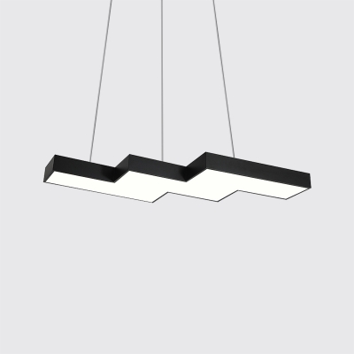 Black Linear LED Pendant Lighting Modern Metal Single Hanging Lamp 47