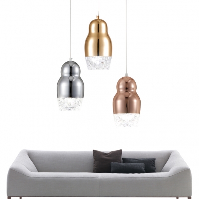 Chrome/Gold/Rose Copper Pendant Light Post Modern Glass Mini Hanging Lamp for Bathroom Bedside