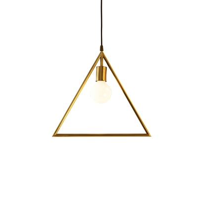 Open Bulb Suspended Light Retro Style Metal Pendant Light with Triangle Metal Frame
