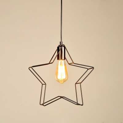 Star Shape Pendant Lamp Retro Style Iron 1 Light Suspension Light for Children Room