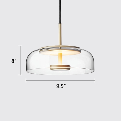 Clear Glass Dome Pendant Light Gold Finish Restaurant Hanging Lights in Post Modern Style