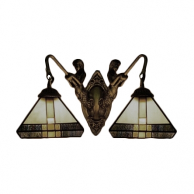 Doule Light Tiffany Style Mission Design Sconce with Mermaid Lampbase