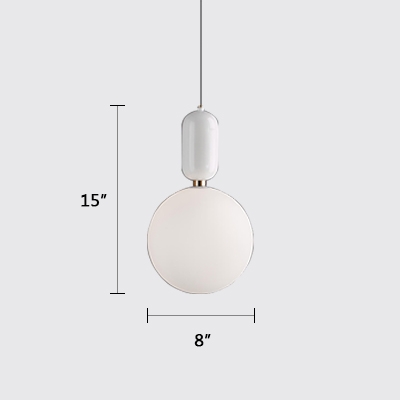 Frosted Glass Ball Pendant Lamp in Simple Style White Finish 1-Head Hanging Light Fixture