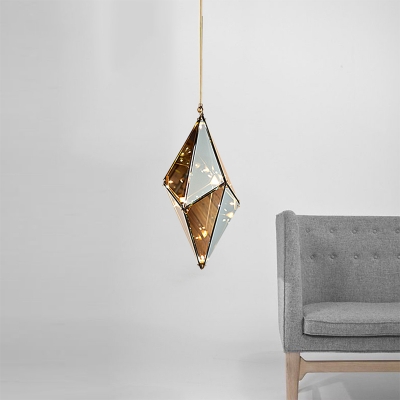Glass Shade Prism Pendant Fixture Post Modern Amber One-Light Hanging Lamp for Clothes Store Restaurant