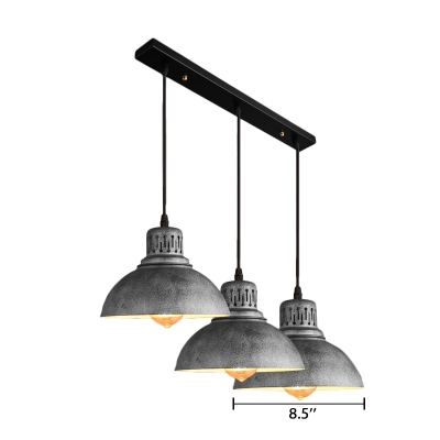 Industrial 3 Light Dome Shade Restoration Multi-Light Pendant For Bars