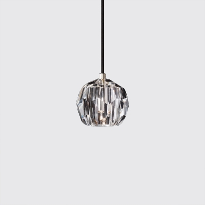 Post Modern Crystal Single Pendant Black/Chrome/Antique Brass Finish Mini Hanging Lamp with Adjustable Hanging Chain
