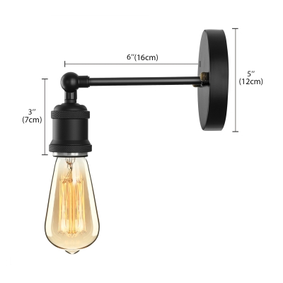 Single Bulb Suspender Wall Sconce in Black Finish for Bedside Pathway Balcony