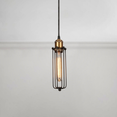 Slim Metal Frame Pendant Light Industrial Iron Suspended Lamp for Corridor Clothes Store