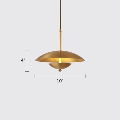 Brass Finish Mushroom Pendant Lights Post Modern Metal Single Light Small Hanging Light