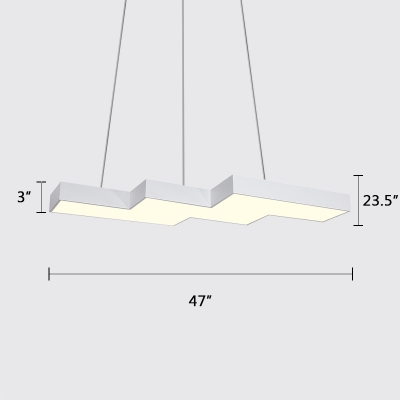 Contemporary Lighting Linear Pendant Lighting Metal 1 Light Chandelier for Study Room Office Kitchen