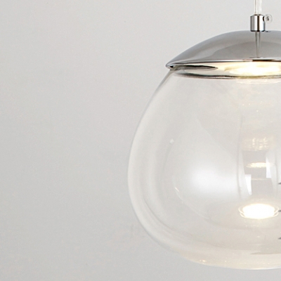 Glass Globe Mini Pendant Lighting Modern Simple Design Chrome Finish 1-Light Drop Light
