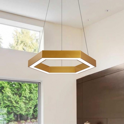 Metal Hexagon LED Pendant Light Simple Gold Finish Chandelier Lights for Living Room Bedroom Office