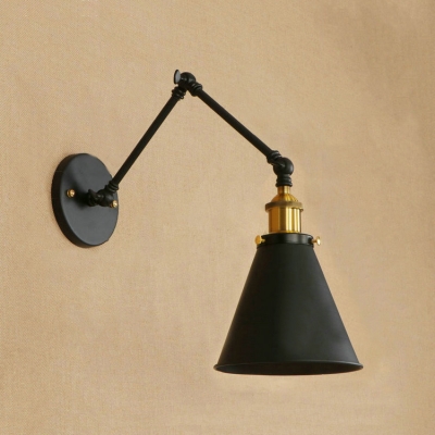 Metal Swing Arm Wall Light Industrial Concise 1 Head Wall Sconce in Black for Restaurant